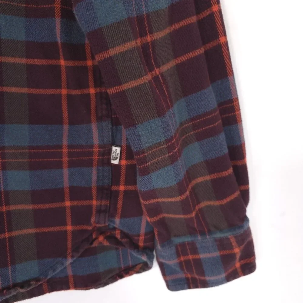 THE NORTH FACE Mens Shirt Plaid MEDIUM Flannel Lined Brown 100% Cotton